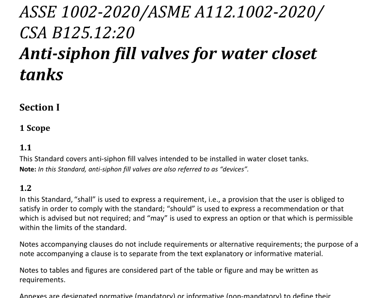 ASME A112.1002:2020 pdf download